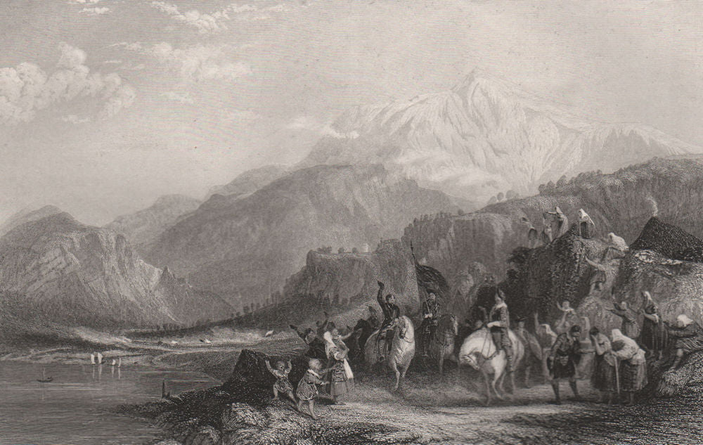 Highland Army passing Loch Eil 1745. Jacobite Rising Inverness-shire ALLOM c1840